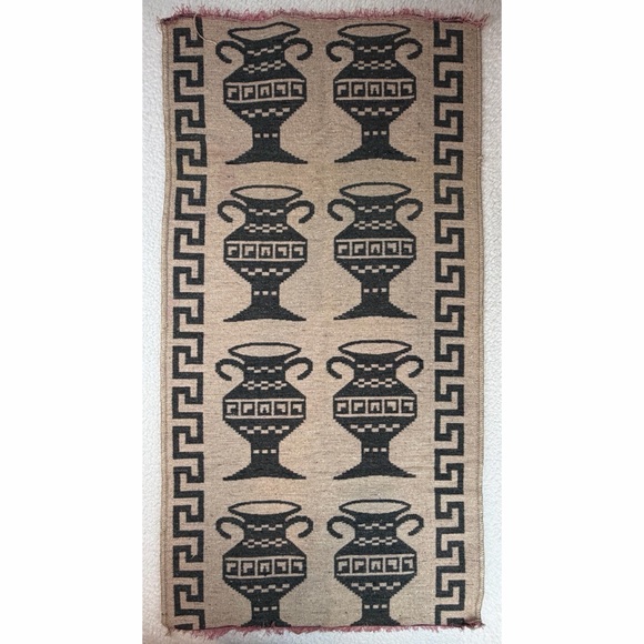 Unbranded Other - Tan/Black Woven Wall Tapestry with Greek Vase Design